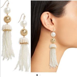 Revolve pearl tassel earrings